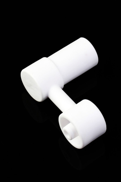 White ceramic sidecar domeless nail, 14.5/18.8 mm female, front three-quarter on black; smoke shop wholesale concentrate component.
