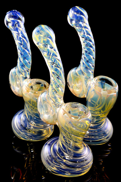 Small Spiral Color Changing Sherlock Glass Donut Hole Bubbler - B0569