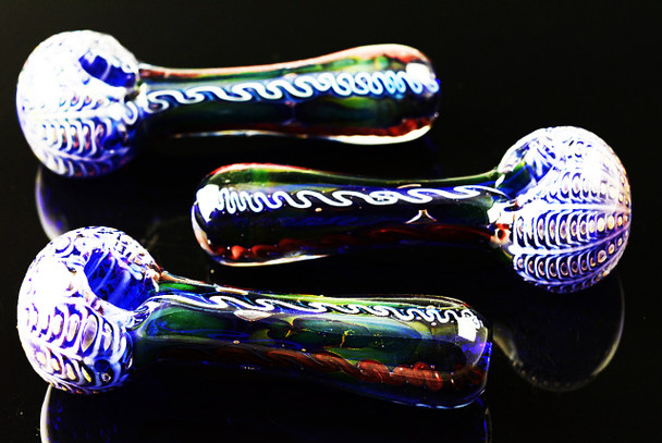 Large Thick Unique Gold Fumed Glass Bubble Pipe - P961