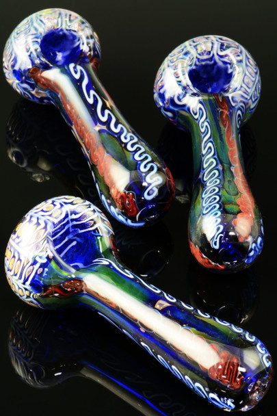Large Thick Unique Gold Fumed Glass Bubble Pipe - P961