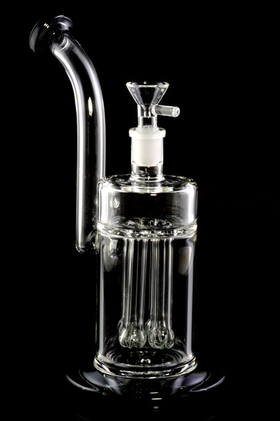 Large Stemless Clear GoG Sherlock Bubbler with Quad Showerhead Percs - B0688