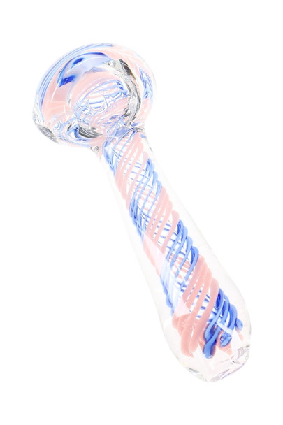 3.5" Clear Striped Glass Spoon Pipe – P1104