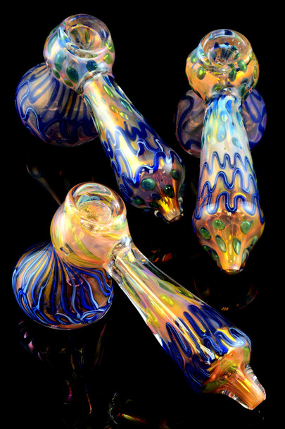 Large Gold Fumed Glass Bubble Hammer Bubbler - B813