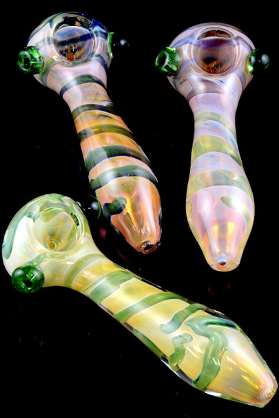 Gold Fumed Swirl Glass Pipe - P1326