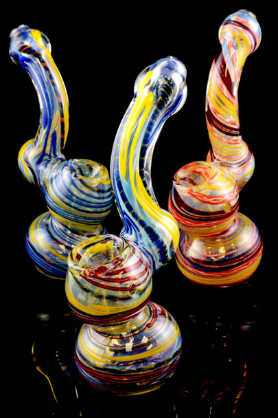 Medium Color Changing Striped Sherlock Glass Bubbler - B905
