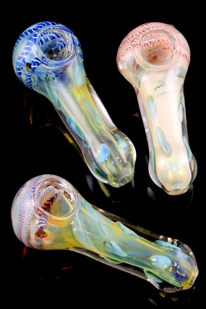 Thick Color Changing Glass Striped Bubble Pipe - P1458