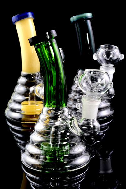 Small Colored Glass Beehive Water Pipe with Stemline Percolator - WP1533