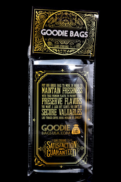 Branded clear and black plastic Goodie Bags sold in groups of 5.