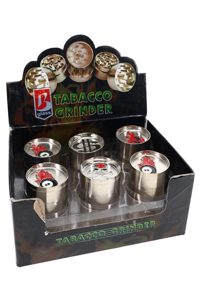 Open 40 mm metal grinder displaying grinding teeth and internal chamber construction