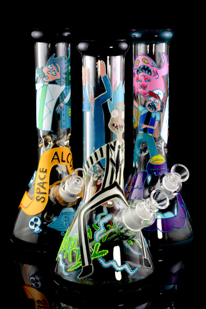 (Mix) 7mm Hand Painted Glow in the Dark R&M Water Pipe - WP1571