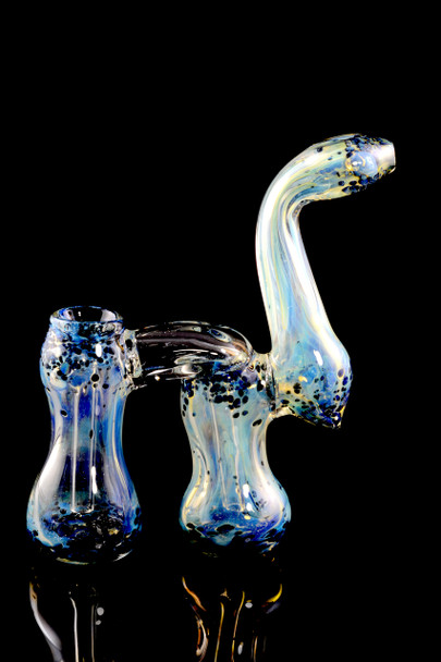 Silver Fumed Color Changing Frit Double Chamber Bubbler - B1018
