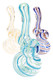 Assorted 5" clear striped Sherlock glass bubblers in mixed colors, grouped set—wholesale glass bubbler assortment