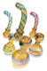 Assorted color-changing striped Sherlock glass bubblers with curved necks and rounded bases for glass displays