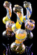 Small Color Changing Gold Fumed Sherlock Glass Bubbler - B1084