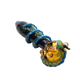 Dragon Sphere spoon pipe top angle showing yellow glass bowl, green dragon, and black stem