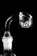 Flat-top quartz banger on a rig holding several 4 mm clear beads; side profile detail for wholesale dabbing accessories.