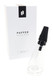 Travel Glass with white Puffco retail box, three-quarter angle; clear borosilicate top and black cap for wholesale display shelves.