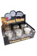 52 mm 3-part coin grinder opened to show metal grinder teeth and interior chamber