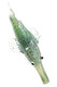 Wholesale 7" silver-fumed shark glass pipe, green variant with pronounced fins and tail, color-changing effect, straight front angle on white.