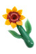 Sunflower sherlock pipe with yellow flower bowl, green stem body, and raised leaf details