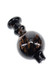 2.5" sparkly black glass bubble carb cap with copper dot accents, angled close-up for wholesale dab rig accessories and flat-top banger setups.