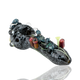 Side three-quarter product view for wholesale listings—4.5" glass spoon, dark current body with sculpted sea-life and multicolor reef marbles.