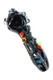 Front showcase angle for wholesale pages—4.5" US-made ocean-current spoon pipe with raised sea-life, green and red marbles, glossy white background.