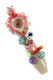 Front showcase view for wholesale catalogs—4.5" sand-tone spoon with red octopus wrap, green/blue reef dots, and purple coral cluster on white.