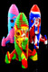Small Silicone/Glass LED Rocket Ship Water Pipe - WP2479