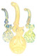 Assorted large color-changing Sherlock glass bubblers with squiggle striped designs and curved necks for retail glass displays.