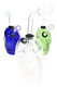 Clear, blue, and green 3.5" skull oil burner rigs for wholesale smoke shop glass displays