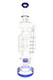 19.5" glass recycler water pipe with colored accents, tall straight body, and triple honeycomb perc