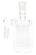 Clear 14.5 mm 90° glass ash catcher with eight-arm tree perc and frosted joints, retail smoke-shop accessory, studio angle on white.