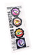 Four mini 1.25-in plastic 2-part eyeball grinders on D&K blister card; assorted shapes; wholesale gift set, top-down product view.