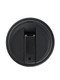 Top-down Cupsy lid with mouthpiece folded, matte black finish—compact head-shop water pipe detail for wholesale catalogs.