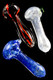 Silver Fumed Frit Colorful Striped Glass Pipe - P2607