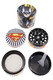 Comic “superhero” symbol 4-part zinc-alloy metal grinder, interior pieces displayed with screen; ideal for wholesale cases.
