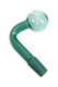 US-made 14.5 mm male colored glass oil burner attachment, green L-shape with frosted joint for head-shop wholesale buyers.