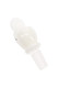 White glass toilet-themed 14.5 mm male bowl with frosted joint, glossy finish, wholesale water-pipe part shown angled on white background.