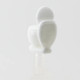 Rear view of white toilet design glass bowl, 14.5 mm male frosted joint, novelty replacement for head-shop buyers, studio gray backdrop.