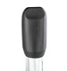 Black silicone Proxy mouthpiece cap on glass tip, close-up front angle—durable head-shop add-on for hygienic sharing and travel.