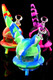 7" Small Silicone 2 in 1 LED UFO Water Pipe & Nectar Straw - WP2799