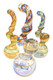 Assorted color-changing Rasta striped glass Sherlock bubblers with curved necks for retail displays