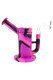 Pink and black silicone rig with quartz banger attached, side profile for wholesale smoke shop