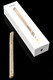 Desert Puffco Hot Knife beside branded retail box on glossy black; B2B concentrate accessory photo highlighting heated tip and packaging, three-quarter view.