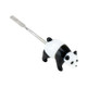 Wholesale panda-shaped borosilicate dab tool with flat stainless tip, 4.5-inch black-white figure angled front view for head-shop buyers