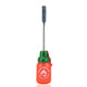 Retail smoke gear sriracha dab tool on white, orange borosilicate bottle with metal tip, full 4.5-inch height