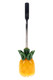 Bulk pineapple glass dabber close-up, textured yellow borosilicate body with leafy green top and metal blade, 4.5-inch length