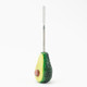 Wholesale avocado glass dabber upright side profile displaying hand-blown rind texture and steel paddle tip, compact 4.5-in novelty accessory Wholesale avocado glass dabber upright side profile displaying hand-blown rind texture and steel paddle tip, compact 4.5-in novelty accessory