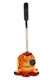 Honey-drip beehive dabber in warm amber with black accent and wide blade tip; borosilicate base for retail smoke gear pages, front three-quarter view.